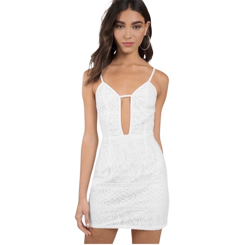 TOBI “Out for the Day” Plunging bodycon mini dress in ivory white, NWT! Size M - Picture 11 of 11